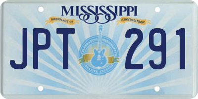 MS license plate JPT291
