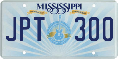 MS license plate JPT300