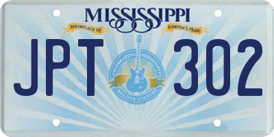 MS license plate JPT302