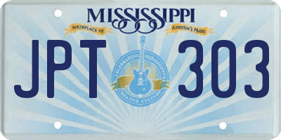 MS license plate JPT303