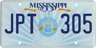 MS license plate JPT305
