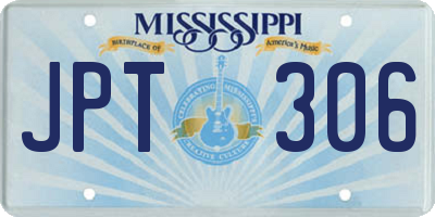 MS license plate JPT306