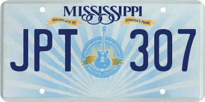 MS license plate JPT307