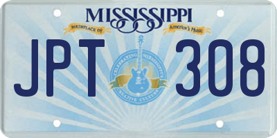 MS license plate JPT308