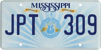 MS license plate JPT309