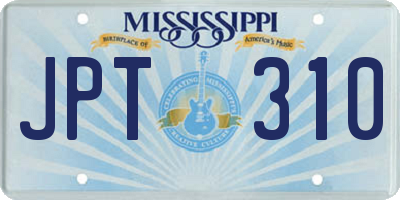 MS license plate JPT310