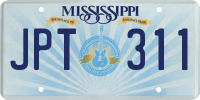 MS license plate JPT311