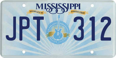 MS license plate JPT312