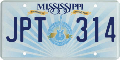 MS license plate JPT314