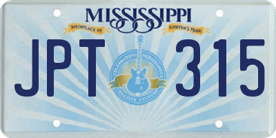 MS license plate JPT315
