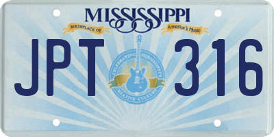 MS license plate JPT316