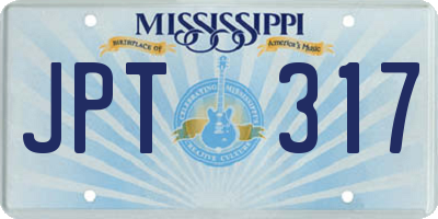 MS license plate JPT317