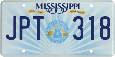 MS license plate JPT318