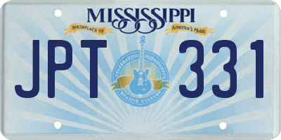 MS license plate JPT331