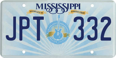 MS license plate JPT332