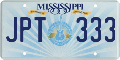 MS license plate JPT333