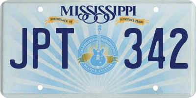 MS license plate JPT342