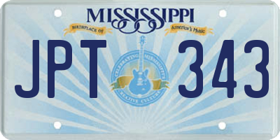 MS license plate JPT343