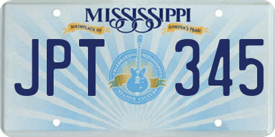 MS license plate JPT345