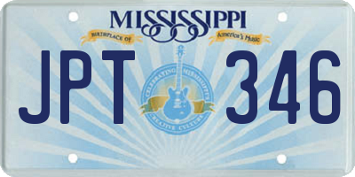 MS license plate JPT346
