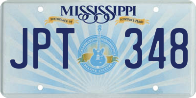 MS license plate JPT348