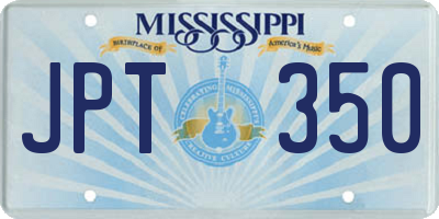 MS license plate JPT350