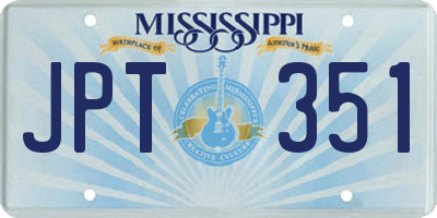 MS license plate JPT351