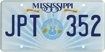 MS license plate JPT352