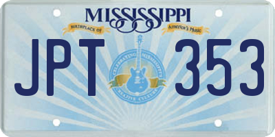 MS license plate JPT353