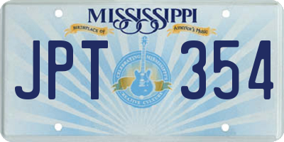 MS license plate JPT354
