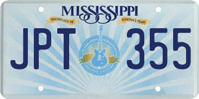 MS license plate JPT355