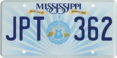 MS license plate JPT362