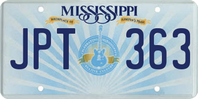 MS license plate JPT363