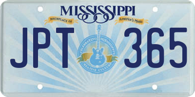 MS license plate JPT365