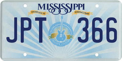 MS license plate JPT366