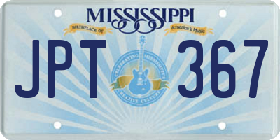 MS license plate JPT367