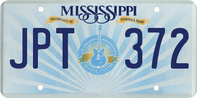 MS license plate JPT372