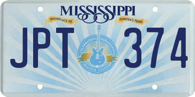 MS license plate JPT374