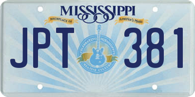 MS license plate JPT381