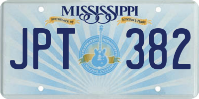 MS license plate JPT382