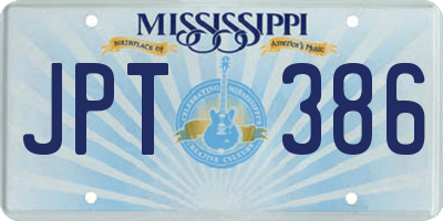 MS license plate JPT386