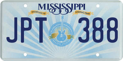 MS license plate JPT388