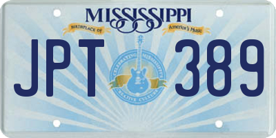 MS license plate JPT389