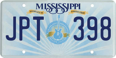 MS license plate JPT398