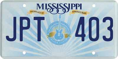 MS license plate JPT403