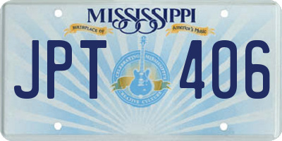MS license plate JPT406
