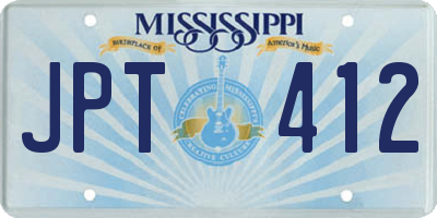 MS license plate JPT412