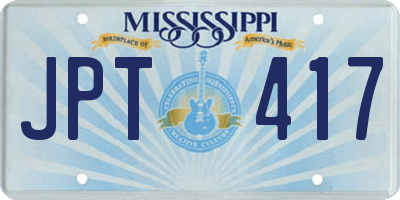 MS license plate JPT417