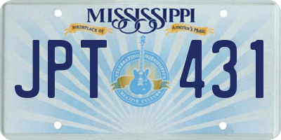MS license plate JPT431
