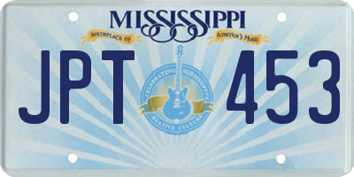 MS license plate JPT453